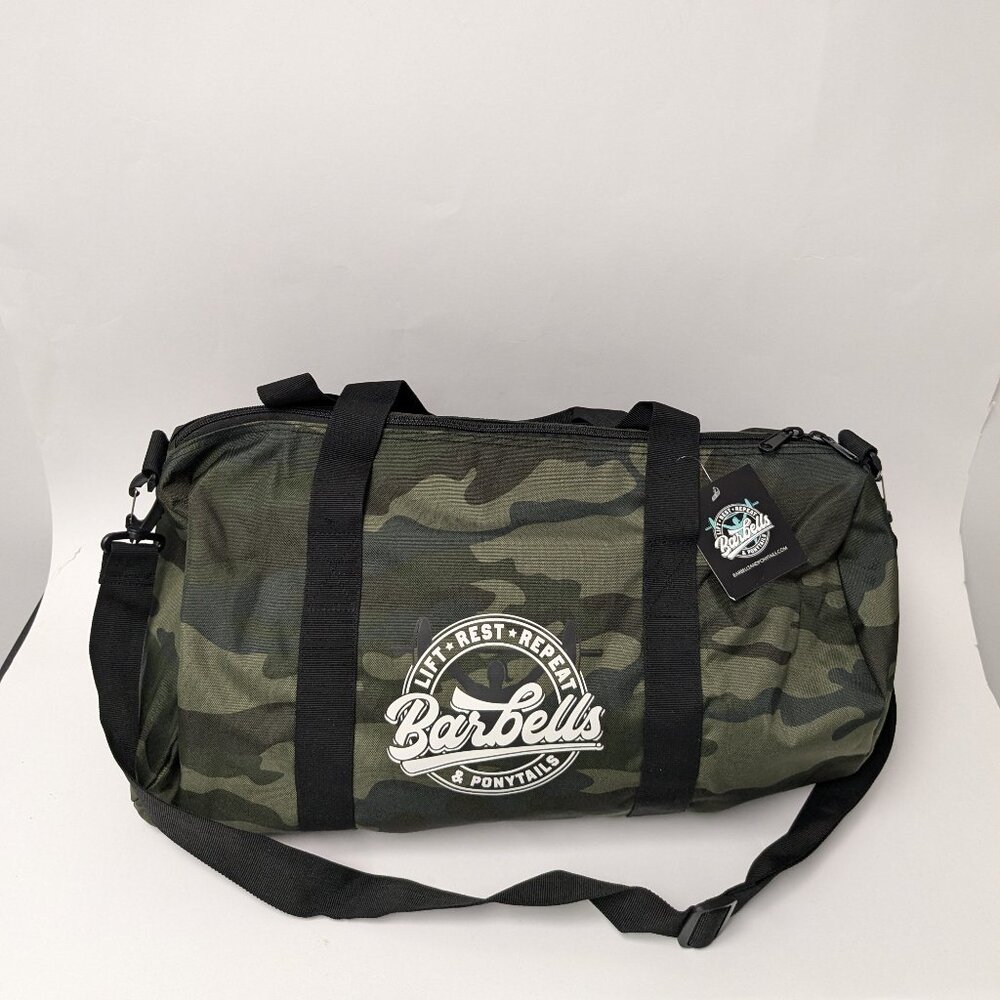 Barbells And Ponytails "Camo" Gym Workout Duffle Bag NEW